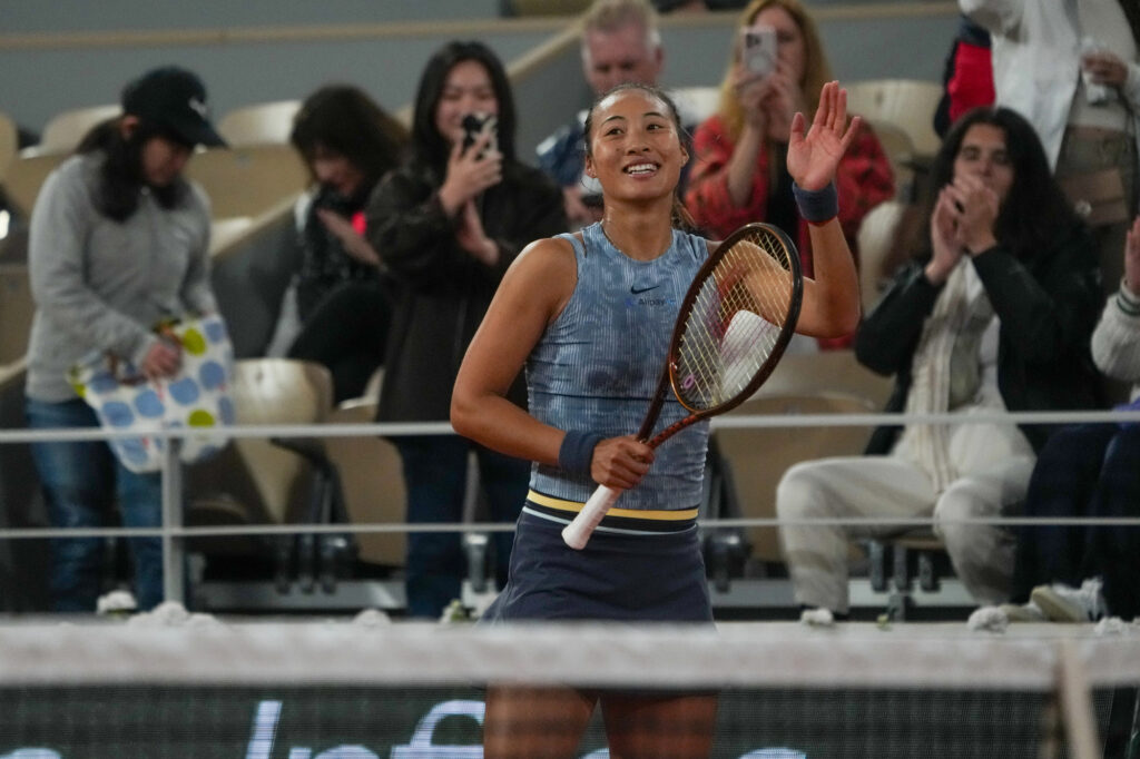China’s top tennis star Qinwen Zheng (currently ranked No. 7 in the WTA) beats Alizé Cornet in the first round of Roland Garros 2024.